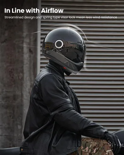 Miniatura 4 de ILM Cascos de motocicleta ligeros de fibra de carbono, casco retro de cara completa para hombres y mujeres, Cascos para Motos DOT modelo F611