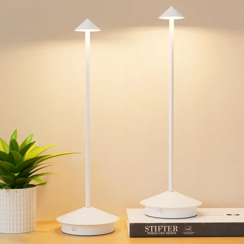 Miniatura 11 de Paquete de 2 lámparas de mesa LED recargables de 6000 mAh, inalámbricas, 3000 K-6000 K, lámparas táctiles de atenuación continua con función