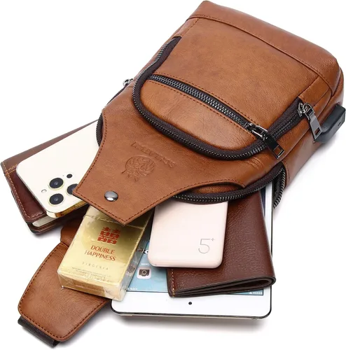 Miniatura 142 de LUKZIJAES Bolso bandolera de cuero genuino para hombre