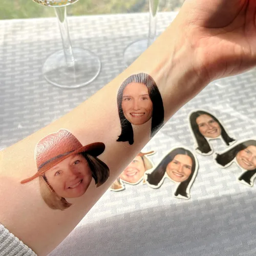 Miniatura 2 de Big Dot of Happiness Cara divertida con fotos personalizadas, recuerdos de fiesta, tatuajes temporales divertidos para la cara, juego de 12