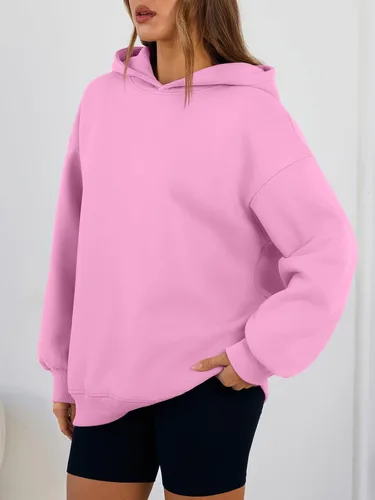 Miniatura 3 de Trendy Queen Sudaderas con capucha de gran tamaño para mujer, cómodas sudaderas de otoño a la moda 2025, trajes casuales de forro polar con bolsillos