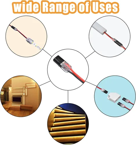 Miniatura 6 de Conectores de cable, conector de enchufe de doble cable, conector de cable de bajo voltaje, conectores eléctricos de tira de luz LED de 2 pines, sin