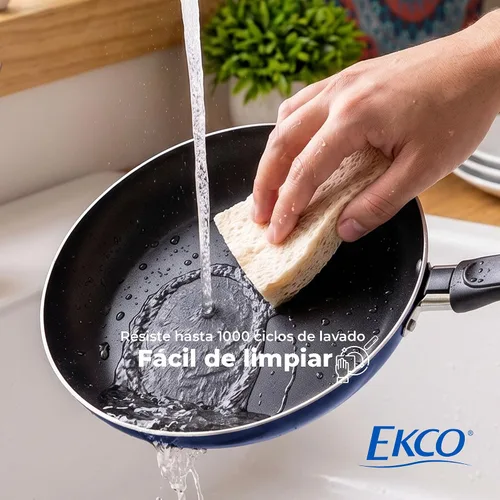 Miniatura 12 de Ekco Juego de sartenes de 3 piezas (7.1, 7.9 y 9.4 pulgadas) para todas las estufas, apto para lavavajillas, sartenes de aluminio ligeras, mango