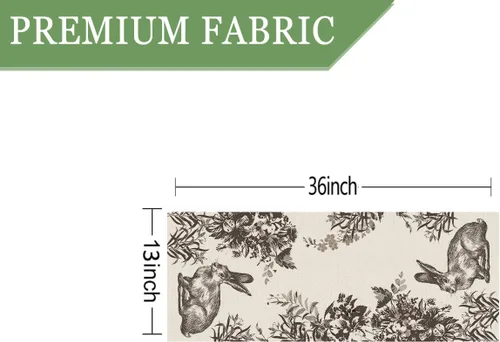 Miniatura 2 de GPGHE Camino de mesa de Pascua, diseño floral de conejito largo, para primavera, vacaciones, cocina, comedor, fiesta, decoración de granja, 13 x 36