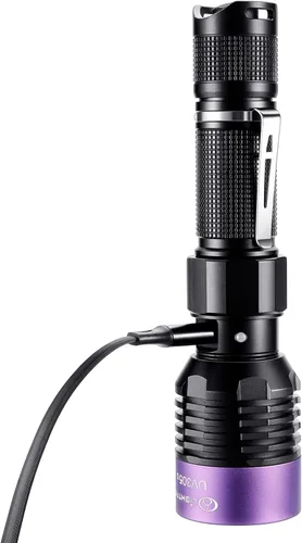 Miniatura 7 de Linterna de llavero UV de luz negra con fuente LED UV de alta potencia de 395 nm de alta potencia y haz fuerte para luz detectora de orina