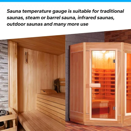 Miniatura 5 de Termómetro de sauna 2 en 1 Fahrenheit, medidor de temperatura de sauna colgante para salas de sauna, accesorios de sauna de vapor infrarrojos, rango
