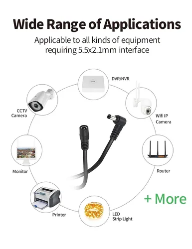Miniatura 6 de Tonton Cable de extensión de alimentación de CC 1M 3.3FT 0.217 in x 0.083 in 5521 90 grados de ángulo recto hembra a CC macho Cable adaptador