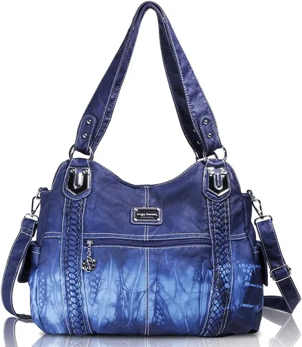 Miniatura 175 de Angel Barcelo - Bolsa de hombro amplia para mujer, diseño Hobo, cuero lavado