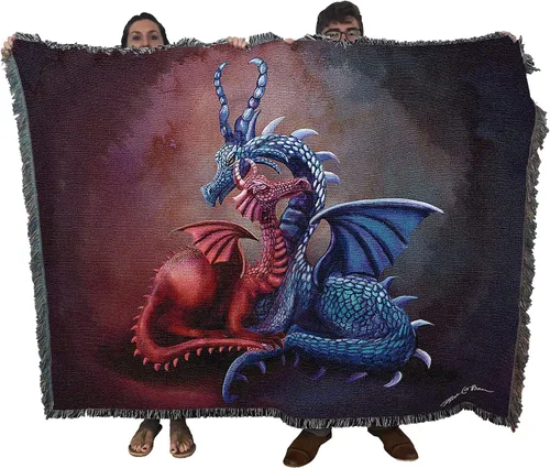 Miniatura 25 de Pure Country Weavers Rose Khan - Manta con diseño de dragón del tiempo de amatista tejida de algodón, hecha en los Estados Unidos (72 x 54 pulgadas)