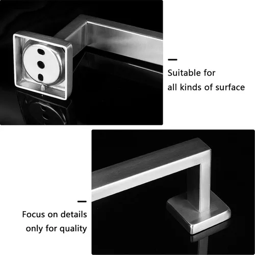Miniatura 5 de NearMoon - Barra de toallas, accesorios de baño de acero inoxidable premium cuadrado de espesor para toalla de ducha para baño, soporte de toalla