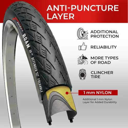 Miniatura 3 de Fincci Par de neumáticos plegables 37-622 de 700x35c con protección antipuntura de 0.039 in para ciclo, carretera, montaña, MTB, híbrida, turismo