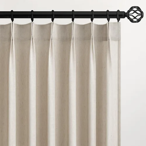 Miniatura 12 de Topfinel 2 paneles de cortinas plisadas de lino beige y blanco de 63 pulgadas de largo, para dormitorio y sala de estar, cortinas semitransparentes