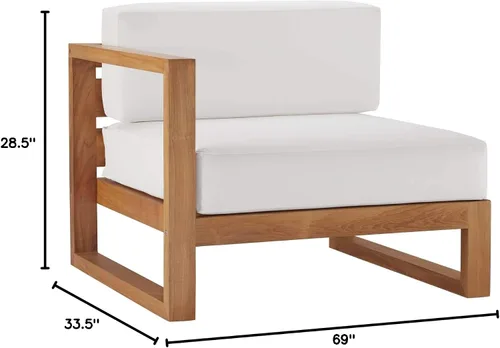 Miniatura 2 de Modway EEI-4256-NAT-WHI-SET Sofá biplaza seccional de 2 piezas de madera de teca para patio, color blanco natural
