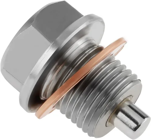 Miniatura 12 de Tapón magnético de drenaje de aceite de acero inoxidable M12 x 1.5, bandeja del motor con arandela de cobre e imán de neodimio, compatible