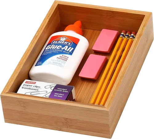 Miniatura 8 de YBM HOME Caja organizadora de cajones de bambú para cajón de cocina, oficina, dormitorio, habitación de los niños, manualidades, costura y baño