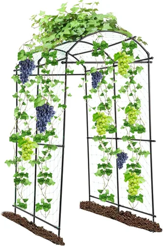 Enrejado de arco de jardín para exteriores, pepino, enrejado arqueado de 7 pies de alto, enrejado grande de calabaza para jardín, cama elevada,