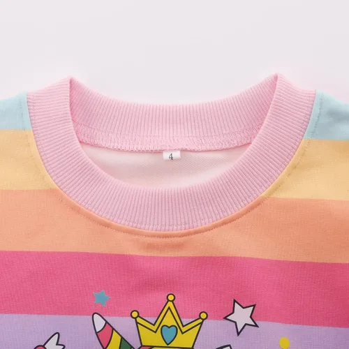 Miniatura 7 de Conjunto de 2 piezas de sudadera de manga con volantes y leggings para niñas de 2 a 10 años