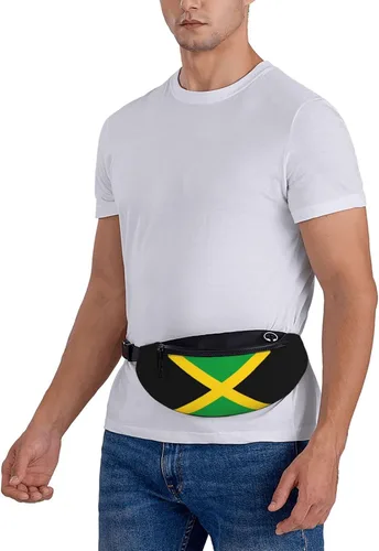 Miniatura 4 de Riñonera cruzada con la bandera de Estados Unidos, para hombres y mujeres, para viajes, caminar, correr, senderismo, pesca., Bandera de Jamaica