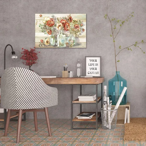 Miniatura 5 de Jaxson Rea Tre Sorelle Studios - Lienzo envuelto en galería "Poppies In Vintage Glass Bottles", 59.8 x 39.8 in