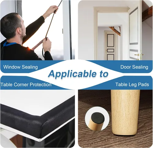 Miniatura 7 de Cinta de Espuma Selladora para Puertas y Ventanas de 1/2 Pulgada de Ancho x 1/8 Pulgada de Grosor 50 Pies Tiras de Aislamiento de Espuma de Alta