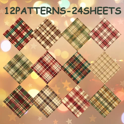 Miniatura 3 de Papel para álbum de recortes con patrón navideño, suministros de producción de tarjetas de 6 pulgadas, 24 hojas de cartulina libre de ácido de un