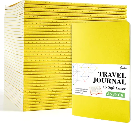 Miniatura 27 de Feela - Paquete de 36 cuadernos de tapa blanda en blanco, a rayas, para viajes, para mujeres y hombres, cuadernos para escribir, cuadernos rayados