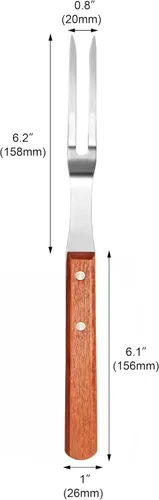 Miniatura 4 de New Star Foodservice Tenedor para barbacoa de grado comercial, mango de madera (13 pulgadas)