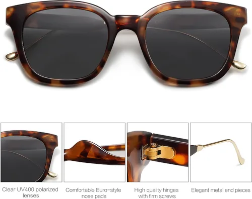 Miniatura 3 de SOJOS Lentes de sol polarizados cuadrados clásicos para mujeres y hombres, retro, modernos, protección ultravioleta UV400 SJ2050