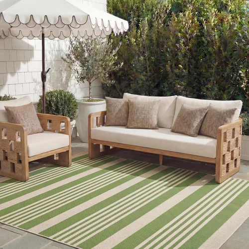 Miniatura 70 de SAFAVIEH Courtyard Collection - Alfombra decorativa, 2.3 x 5 pies, beige y verde oscuro, para interior/exterior, resistente a la intemperie