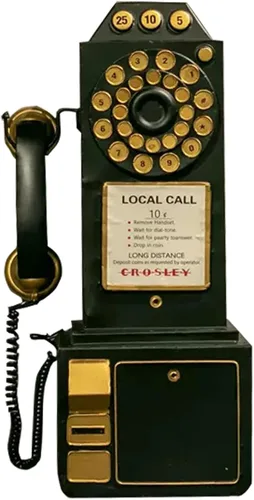 Decoración de teléfono, Metal Vintage Rotate Classic Look Dial Pay Phone Model Retro Cabina, Decoración del Hogar Ornamento - Negro
