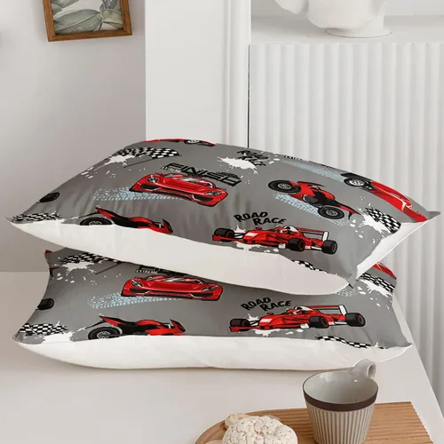 Miniatura 6 de Juego de edredón para niños Axolotl, tamaño individual, juego de ropa de cama con diseño de autos de carreras para niños, niñas, adolescentes