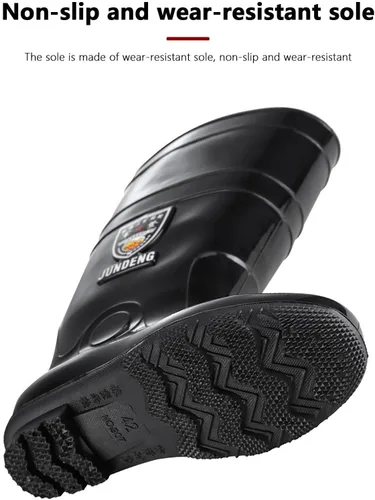 Miniatura 6 de Botas de lluvia largas para hombre, botas de pesca impermeables y cómodas, botas de cubierta de PVC antideslizantes, botas duraderas y transpirables