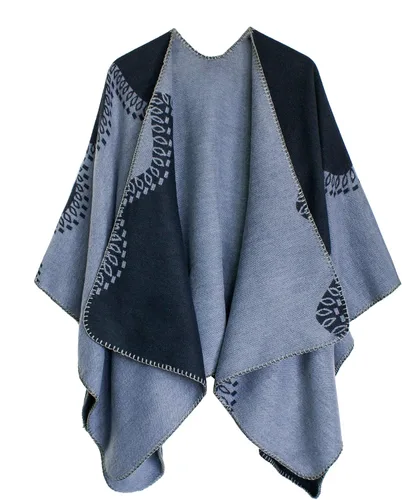 Miniatura 160 de Urban CoCo Poncho de colores para mujer, chal con frente abierto, color en bloques
