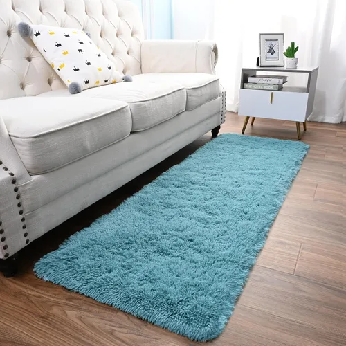 Miniatura 7 de ST. BRIDGE - Alfombra larga turquesa verde para dormitorio de 2 x 4 pies, alfombras esponjosas y peludas para sala de estar y guardería, alfombra