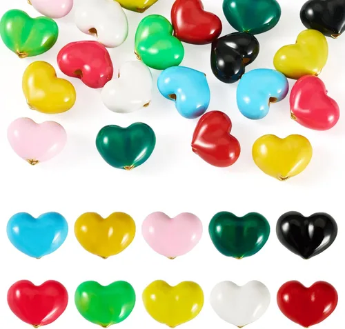 Cheriswelry 20 cuentas espaciadoras de corazón esmaltadas para el día de San Valentín, 10 colores de 0.295 x 0.374 in para manualidades, pulseras,