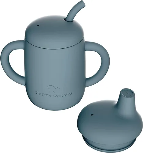 Cuddle Campus Vasos para bebés de 7 onzas, [4 en 1] tazas para bebé, vaso de silicona inastillable, taza abierta para 6M, 6 meses, 6 a 12 meses, 1/1