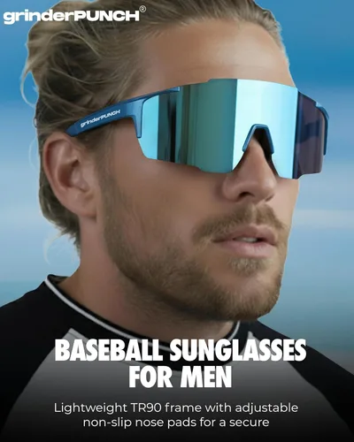 Miniatura 7 de grinderPUNCH Gafas de sol deportivas ligeras para béisbol, ciclismo, protección UV, para bicicleta de montaña, correr, senderismo, pesca Azul
