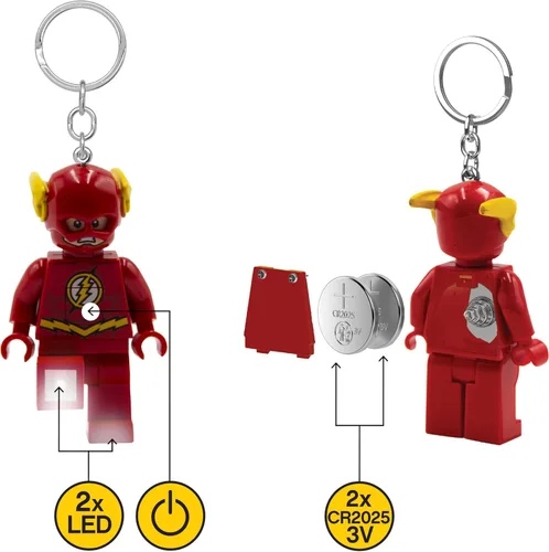Miniatura 7 de LEGO DC Super Heroes - Llavero de luz – The Flash (KE65H), figura grande de 3 pulgadas de alto, colgante de bolsa, accesorio