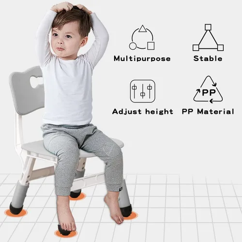 Miniatura 7 de WHY TOYS Juego de 4 sillas para niños, 3 niveles, ajustables, apilables, ideales para salas de juegos, escuelas, guarderías y hogares, lavable