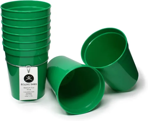 Miniatura 19 de Rolling Sands Vasos de plástico reutilizables para estadios de 16 onzas, paquete de 8, fabricados en Estados Unidos, sin BPA, aptos para Negro