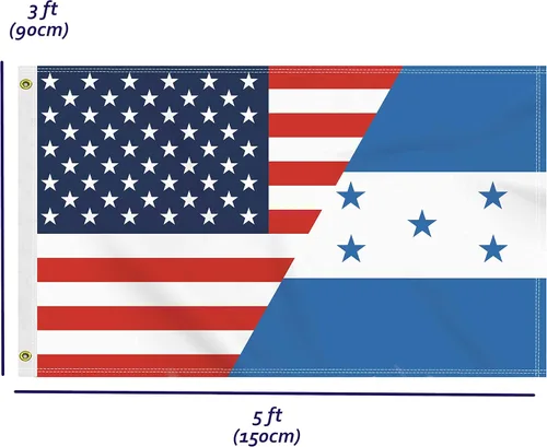 Miniatura 2 de Bandera de Honduras de Estados Unidos de 3 x 5 pies, gran pancarta hondureña de Estados Unidos 150D para exteriores, decoración de impresión
