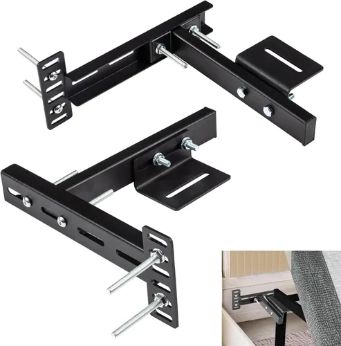 Paquete de 2 soportes de cabecera ajustables para base de cama, kit de soportes de cabecera de metal para marco de cama, kit de extensión de estribo