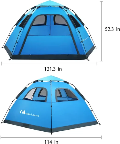Miniatura 2 de Moon Lence Tienda de campaña instantánea desplegable para 4 a 5 personas, tienda de campaña portátil, impermeable, resistente al viento