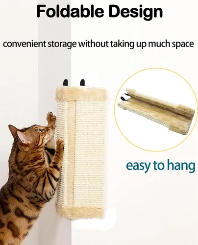 Miniatura 3 de VCEPJH Paquete de 2 rascadores de esquina para gatos, de sisal natural, para montar en la pared, almohadillas de arañazos para gatos