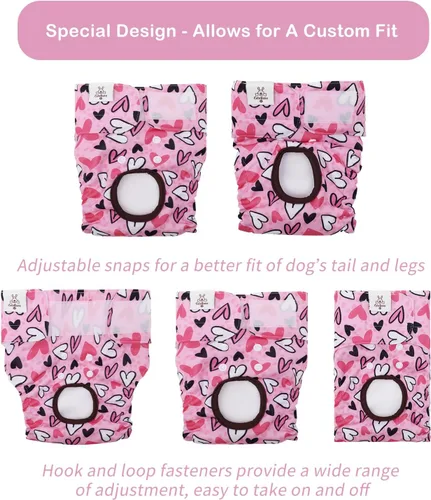 Miniatura 3 de CuteBone Pañales para Perras Hembras Lavables Pequeño Mediano Grande Paquete de 3 Pañales Reutilizables para Perritas Pantalones de Período