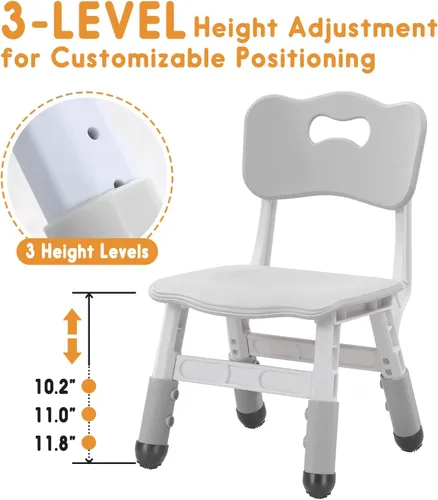 Miniatura 4 de Silla para niños de altura ajustable, sillas para niños de 2 a 8 años con fundas para pies para el hogar, aula, jardín de infantes y lugares