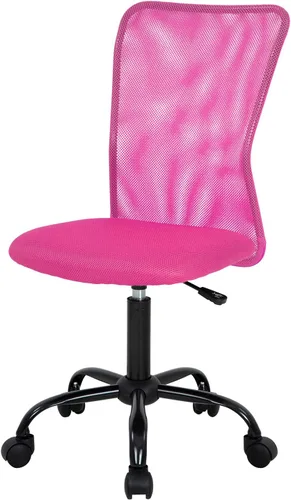 Miniatura 15 de FDW Silla de oficina en casa, silla de escritorio de malla con respaldo medio, sin brazos, ergonómica, giratoria, soporte de espalda, ajustable