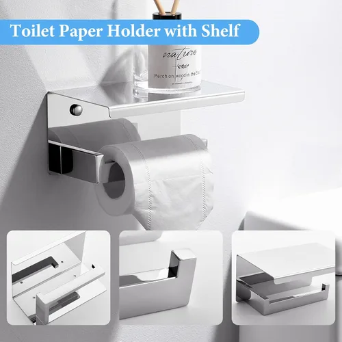 Miniatura 5 de TURS Juego de 4 piezas de accesorios de baño de 24 pulgadas, juego de toalleros de baño de acero inoxidable para montaje en pared, juego de Cromo