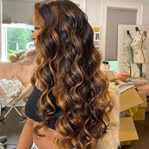 Miniatura 10 de Pelucas de cabello humano brasileño Remy brasileño con encaje frontal transparente HD de 13 x 6 pulgadas, color rubio miel, para mujeres negras, sin