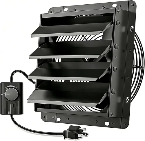 Miniatura 12 de HG Power 350 mm Exhaust Fan with Speed Regulator, Industrial Wall Fan with EC Motor, 2200 m³/h, Wall Fan, Adjustable Aluminium Window Fan for